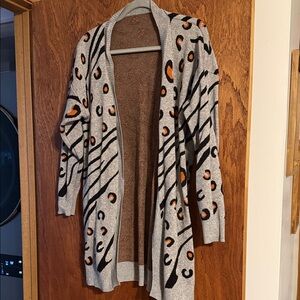 Elegant Gray and Orange Women's Cardigan